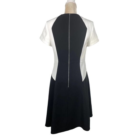 Rebecca Taylor Flutter Fit Flair Black & White Mini Dress Size 6 Cocktail Office - Picture 5 of 8